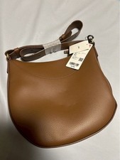 UNIQLO Brown Leather Shoulder Bag Adjustable Strap Smooth Finish Used in Japan
