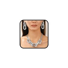 CCB Jewelry Sets For Women, Gold Cuban Link Western Chunky Vintage Silver