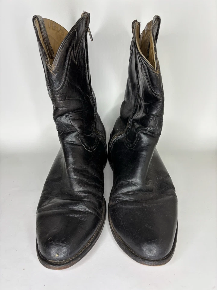 Stetson Botas Roper con Cremallera Hombres Talla 11EE Cuero Negro Botas de Trabajo Occidentales Foto 4 de 4