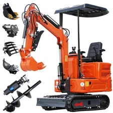 FREE SHIP 2200lb 1 Ton B&S Mini Hydraulic Excavator Crawler Digger + 5Attachment