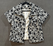 WD NY Jacket Blazer sz. 14 Black White Open Front Circles Preppy Career Artsy