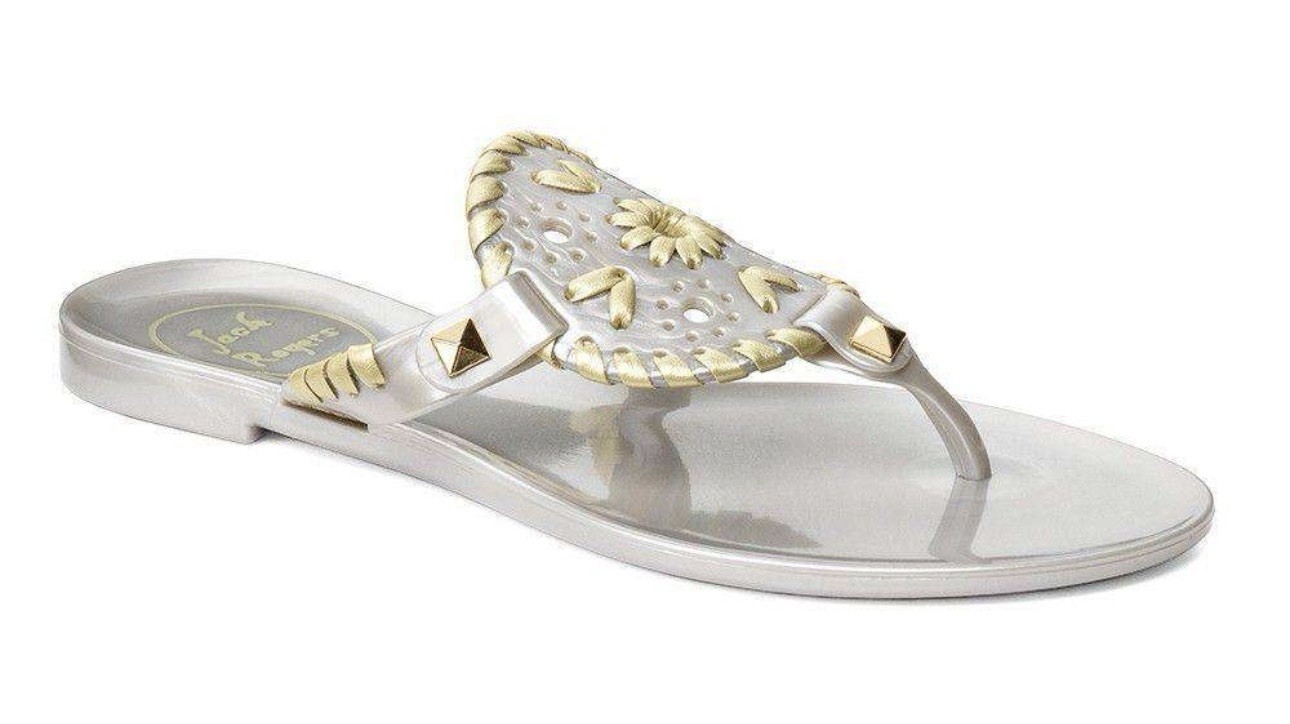 Jack Rogers Georgica Jelly Sandals Gray Silver Gold Size 9