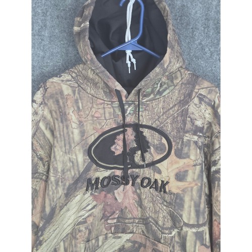 Mossy Oak Hoodie Camouflage Mens Pullover Camo Hunting Outdoors Gorpcore Sz L - Picture 7 of 10