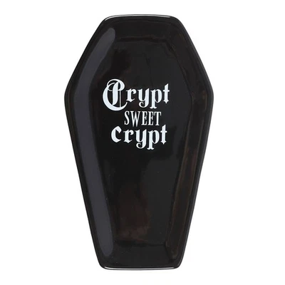 SOMETHING DIFFERENT Crypt Sweet Crypt Coffin Trinket Tray Black Ceramic Goth Vampire Spooky Decor