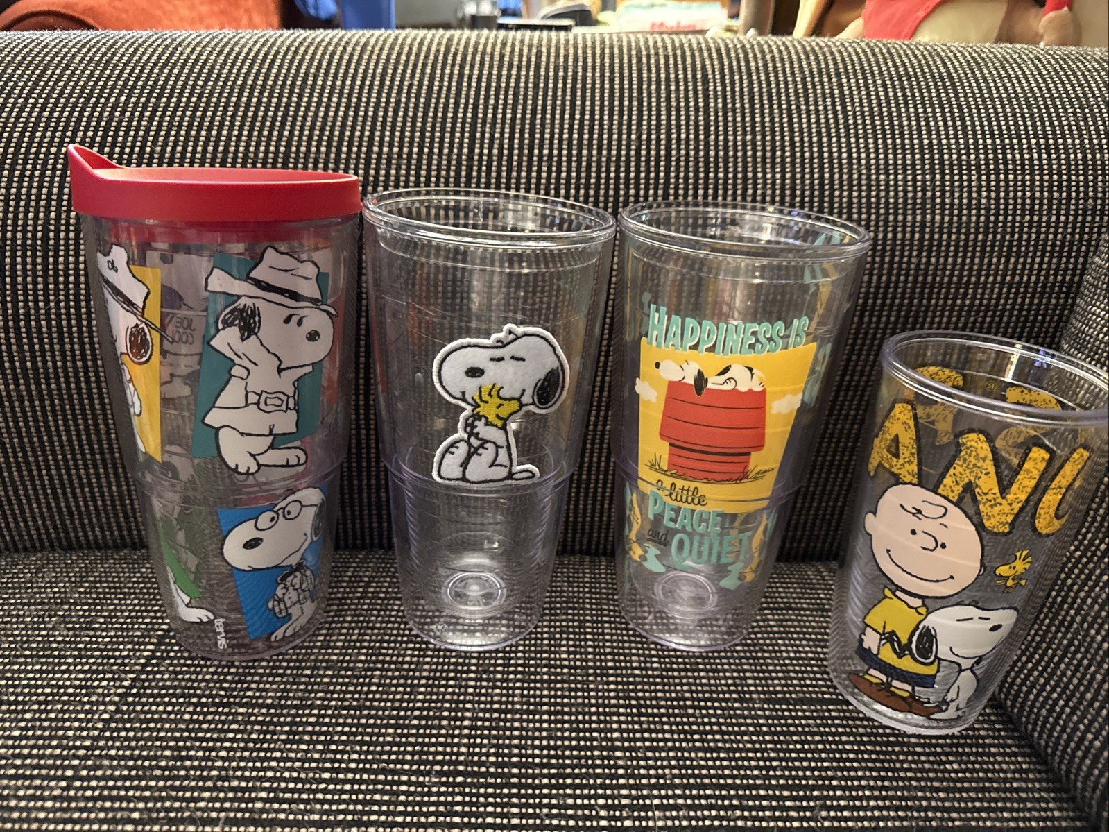 Lot Of 4 Tervis Tumbler Snoopy & Charlie Brown 24 & 16 Oz Pe