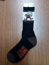 Cleveland Browns Crew Socks Large Size 10 to 13  Brownie the Elf