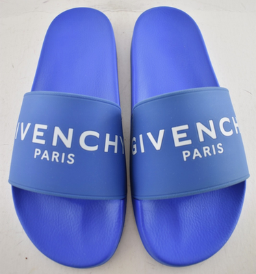 Givenchy Paris Blue White Logo Rubber Pool Slide Sandal Flip Flop
