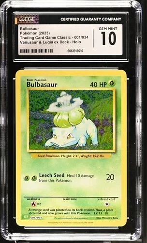Pokémon Bulbasaur 2023 Trading Card Game Classic 001/034 Holo CGC 10