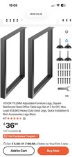 VEVOR Steel Table Legs 29.1 x 17.7 in Square 2204 lbs Heavy Duty Set of 2 Black