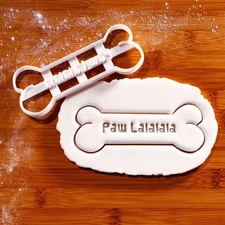 Paw Lalalala Cookie Cutter - Dog Bone Christmas Design for Pet Xmas Treats
