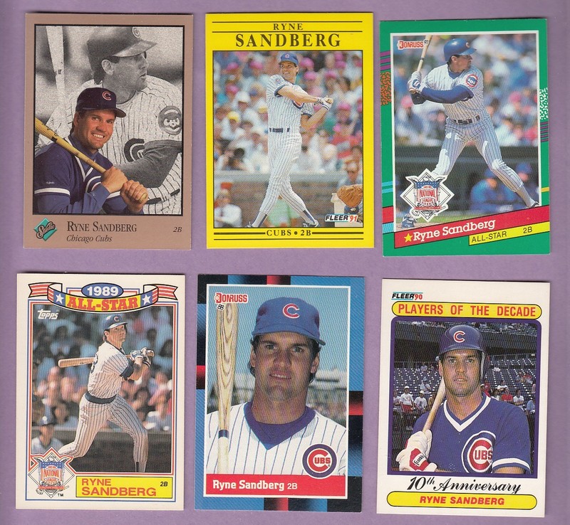 RYNE SANDBERG HALL OF FAME ALL STAR  LOT 6 CARDS  NM NO CREASES