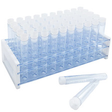 50Pcs 10Ml Clear Plastic Test Tubes with Rack,16 X 100Mm Tube with Caps and 50 H