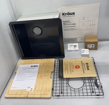 Kraus Kore 17" Undermount Workstation Sink PVD Gunmetal 16 Gauge KWU110117PGM