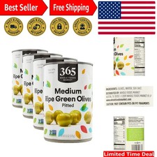 Gourmet Ripe Green Pitted Olives - 24 Ounce Pack of 4 Cans, Kosher  GMO-Free