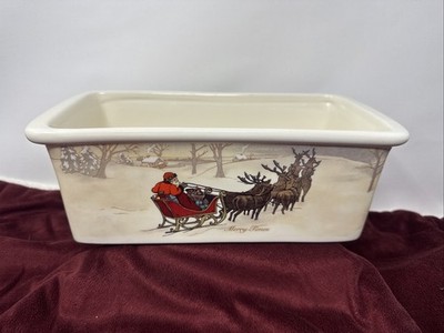 Vintage Hallmark Whats In Santa's Bag Childhood Dreams Bread Baking Dish Pan