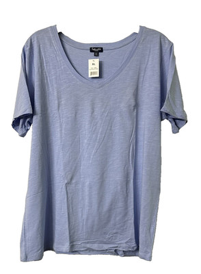 NWT Splendid Womens Short Sleeve Knit V Neck Pullover Top Shirt Size XL