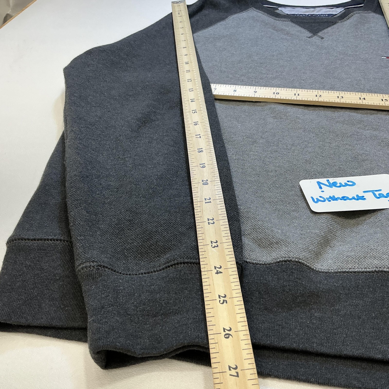 Tommy Hilfiger Sweater Mens Large Gray Black Crewneck Pullover Logo Cotton Blend thumbnail 14