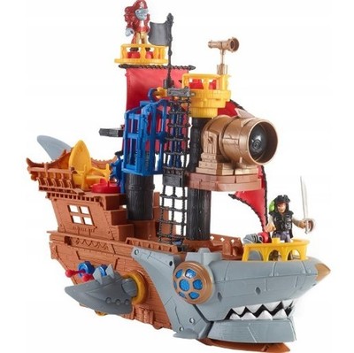 FISHER-PRICE LARGE PIRATE SHIP SHARK WITH IMAGINEXT FIGURES DHH61