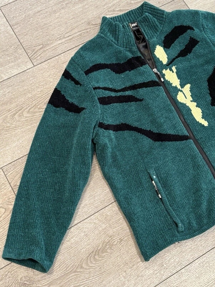 Suéter Jamie Sadock Mujer L Verde Cremallera Completa Grueso Tejido Forrado Golf Informal Foto 2 de 4