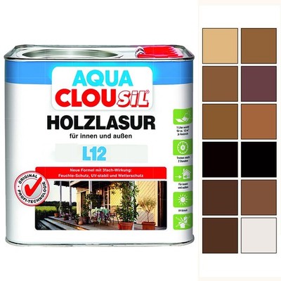 CLOUSIL AQUA HOLZLASUR L12 2.5 LTR Innen Aussen Holzpflege Holzschutz