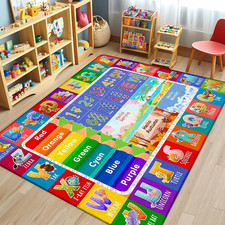 Kids Classroom  Playroom Rug - ABC Alphabet Educational Area Rug with Animals C