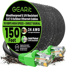 Cat6 Ethernet Cable 150Ft, Outdoor Direct Burial Cat 6 Cable 24AWG High Speed up
