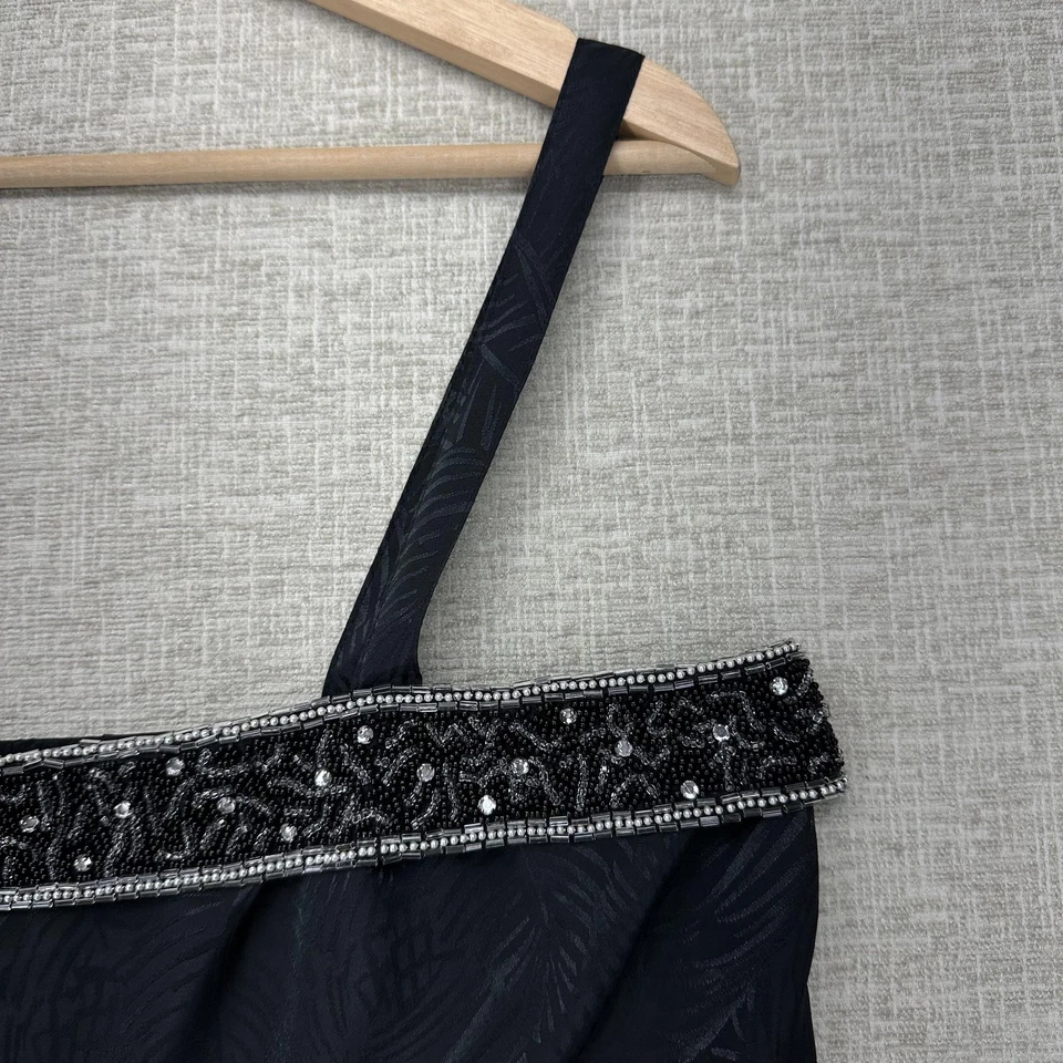 Nolan Miller Top Womens 12 Black Jacquard Beaded Camisole Tank Formal Evening - Image 3 of 4