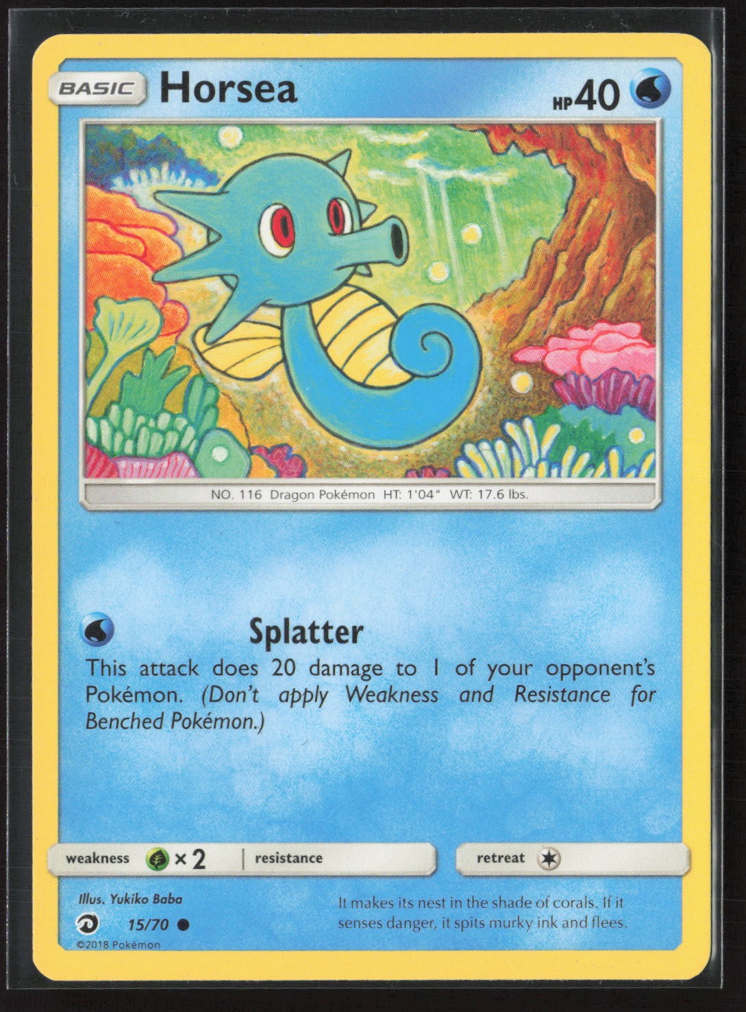 Horsea 15/70 Common Dragon Majesty Pokemon Moderately Played