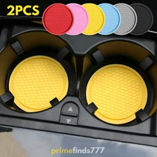 2Pcs Car Coasters Anti-Slip Travel Cup Holder Insert Silicone Coaster Mat