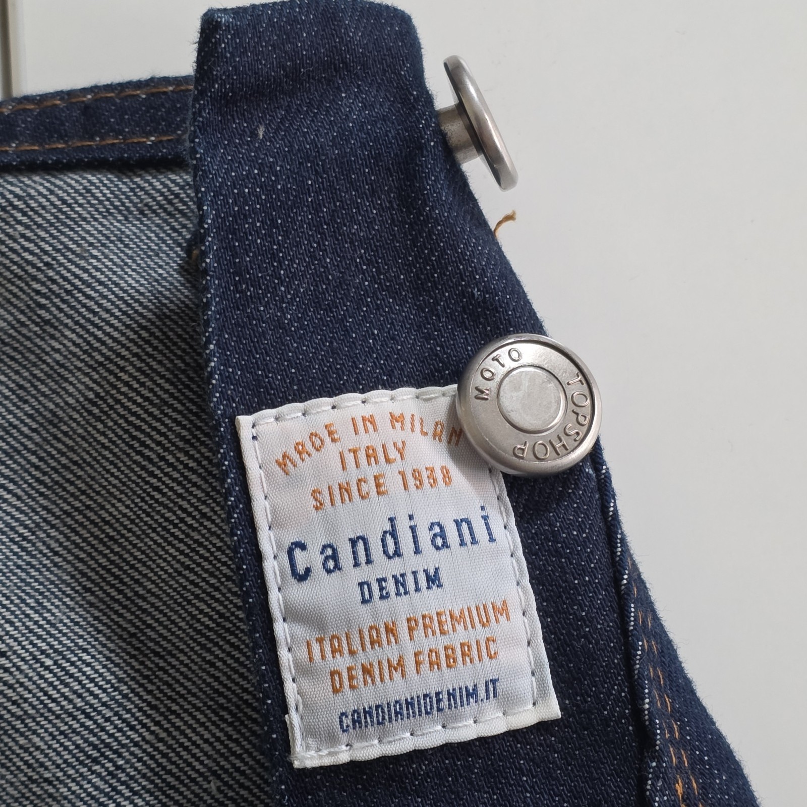 Topshop Moto Selvedge Denim Overalls Womens US 8 Navy Rigid Italy Preppy Grunge image 4