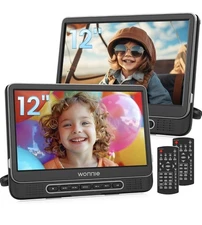 WONNIE 12" Dual Car DVD Players Portable DVD Players for Car Headrest Play NEW