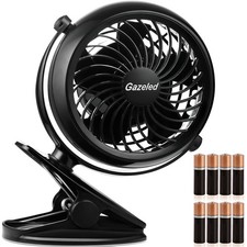 Clip On Fan Battery Operated 360 Rotation With 8 Free Aa Batteries Quiet Usb Or