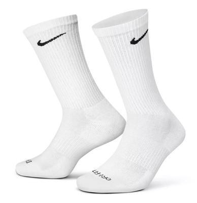 Nike, Everyday Plus Dri-fit ''Three Pairs'' White Crew Socks. Size: Mens 8-12
