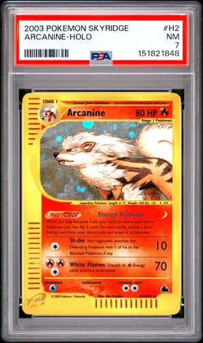 2003 POKEMON SKYRIDGE #H2 ARCANINE-HOLO PSA 7