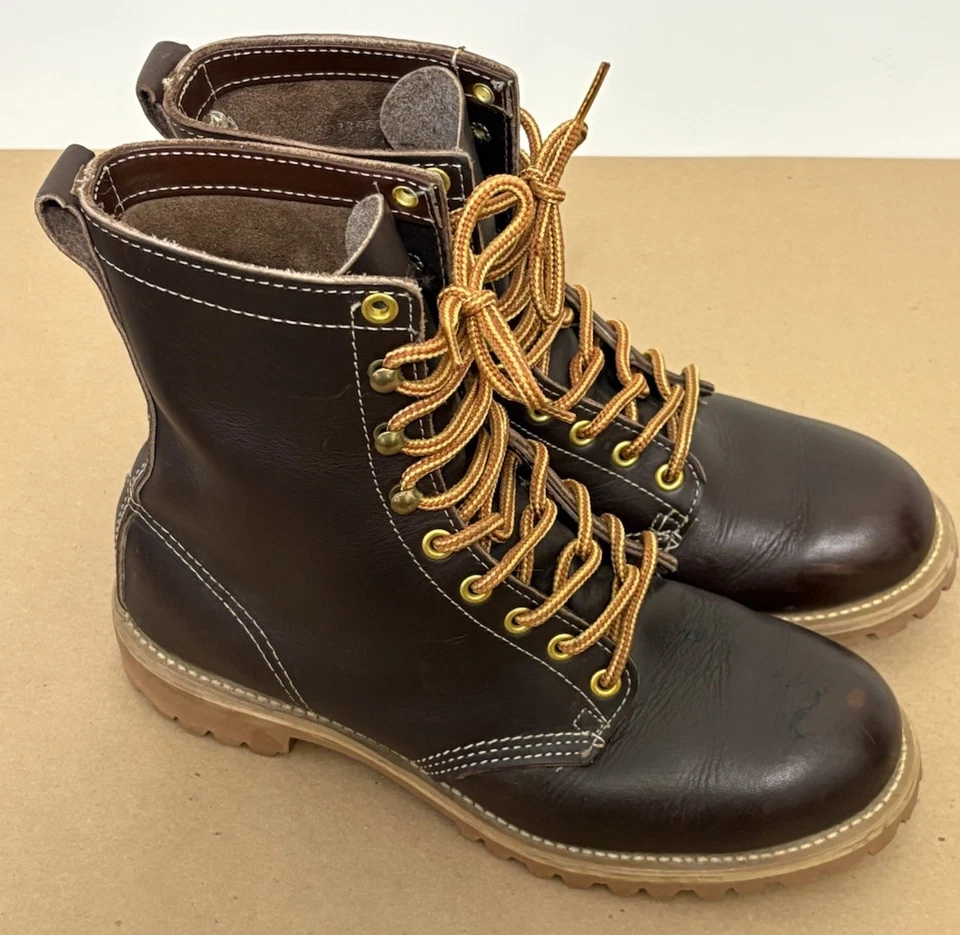 1851 Walker Soft Toe Lace Up Brown Logger Leather Work Boots 9 M Vibram Sole - Image 3 of 4