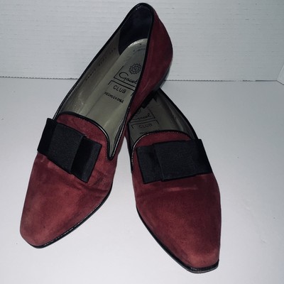 Gacel Club Women s Hard Sole Burgundy Loafers Ballet Flat Bow Classy Sz 5 | 35.5