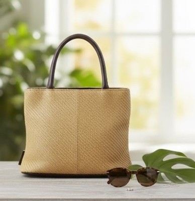 Cerruti 1881 Shoulder Bag Tan Bucket Bag Faux Leather Raffia Womens Purse