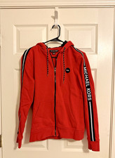Michael Kors Crimson Red Full Zip Long Sleeve Hoodie Fall 2022: Men  s Medium