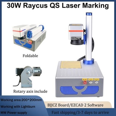 30W Raycus QS Fiber Laser Marking Machine Rotary Axis Metal Marking Ezcad2 BJJCZ
