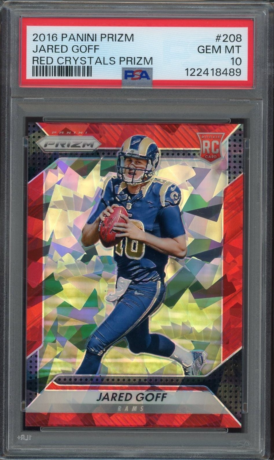 2016 Panini Prizm #208 Jared Goff Red Crystals Prizm Rookie #33/75 PSA 10