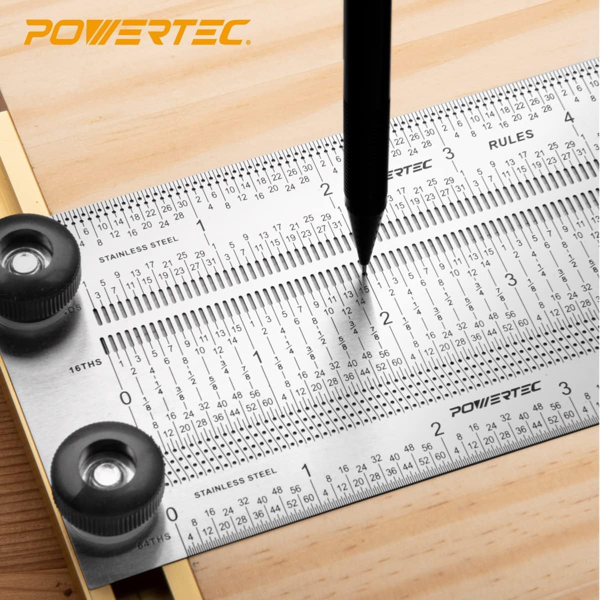 POWERTEC 80025 12 Inch Precision Marking T Rule, 12 inch, 12 T Square 