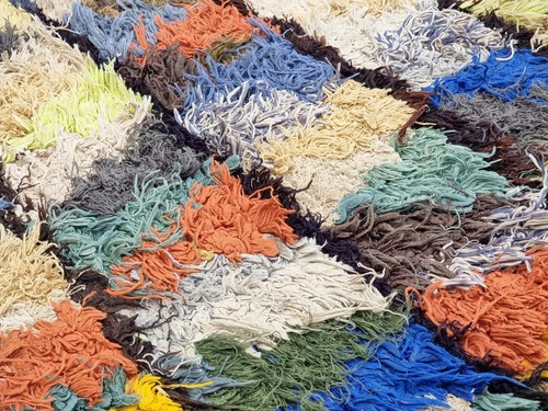 Moroccan Handmade Vintage Rug 3'1x8'7 Berber Geometric Multicolor Cotton Carpet - Picture 8 of 12