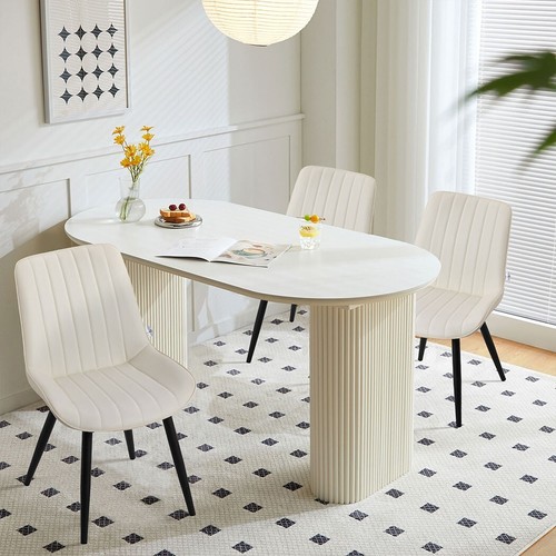 2x PU Dining Chairs Kitchen Living Room Accent Chair Armless Upholstered Metal - Picture 35 of 45