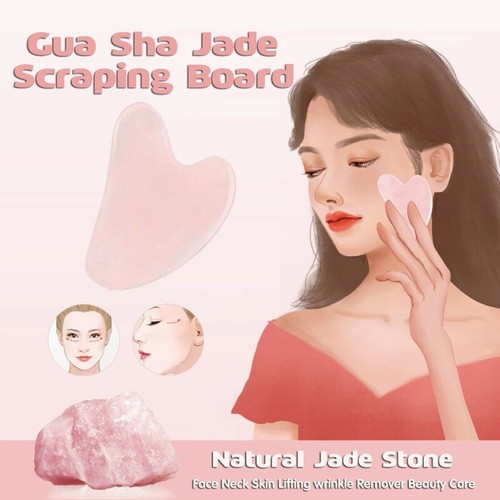 Natural Rose Quartz Facial Jade Gua Sha Stone Beauty Massage Tool Face Massager - Picture 7 of 20