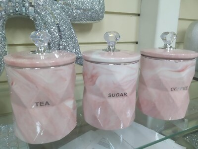 Marmor Optik Rosa Stilvoll Kaffee Tee Zucker Behälter Küche Aufbewahrung Behälter