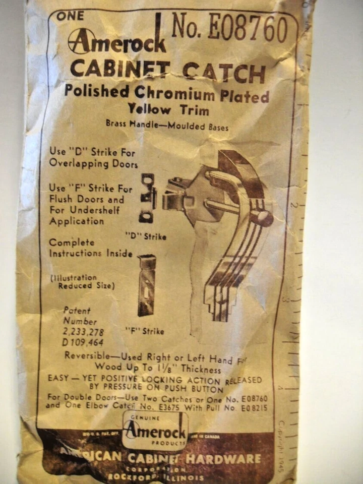 De Colección Nos Cromo Puerta de Gabinete Pestillo Tirar Líneas Amarillas Amerock E08760 Foto 3 de 4