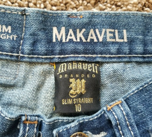 Makaveli Girls Size 10 (23x25) Straight Leg Embroidered Denim Blue Jeans - Bild 7 von 12