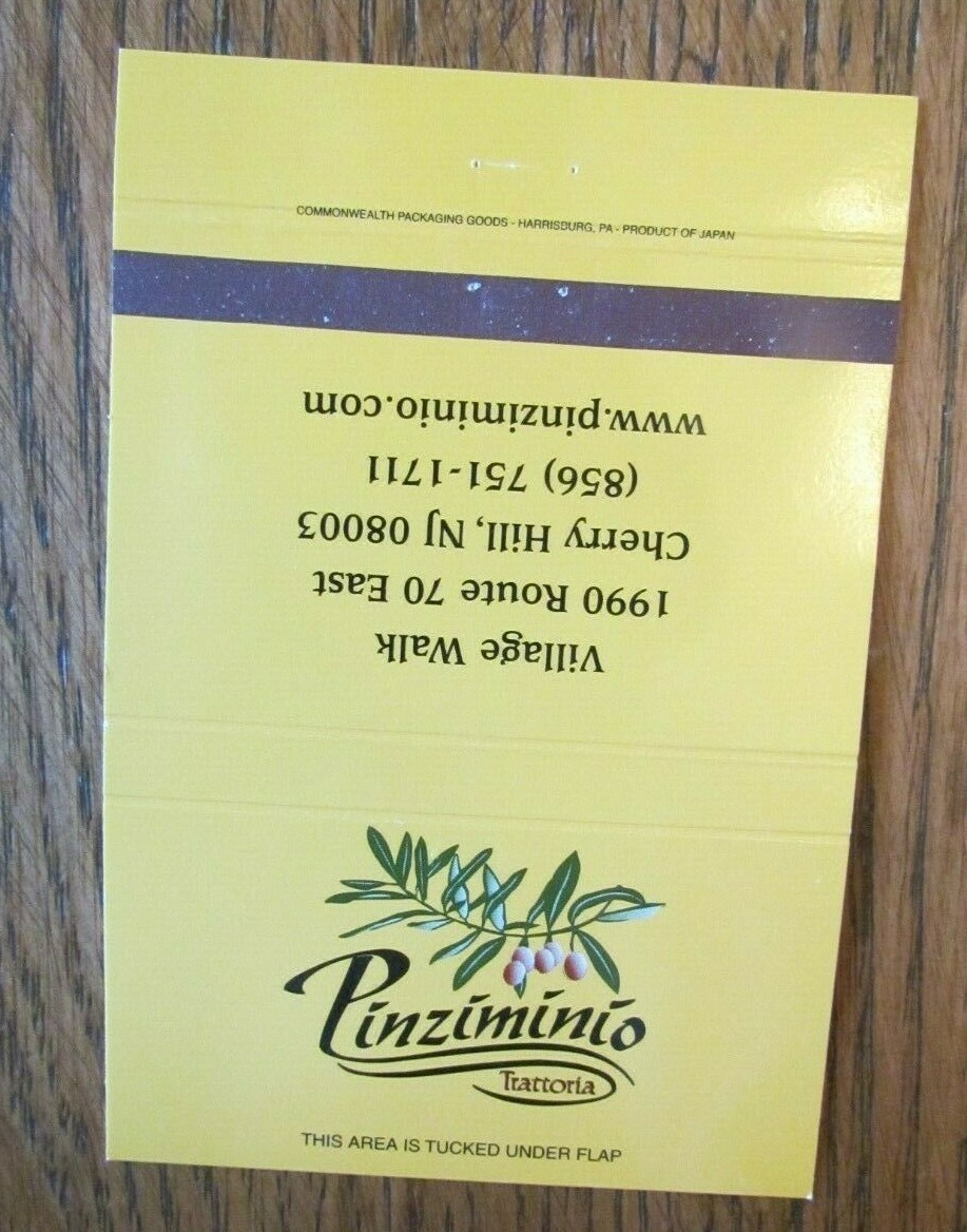 RESTAURANT 40 STRIKES MATCHBOOK COVER PINZIMINIO (CHERRY HILL, NEW