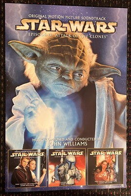 STAR WARS Episode II Attack of the Clones Soundtrack 24x36 promo poster YODA