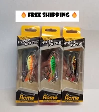 🔥Hyper-Rattle.Jigging Minnow Bait UV Glow Rattle Ice Acme Tackle U PICK LOT OF2